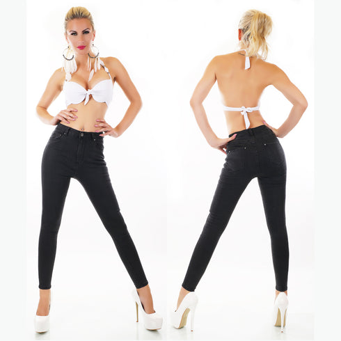 Regular Denim Black Washed Ankle Skinny High Waist Jeans